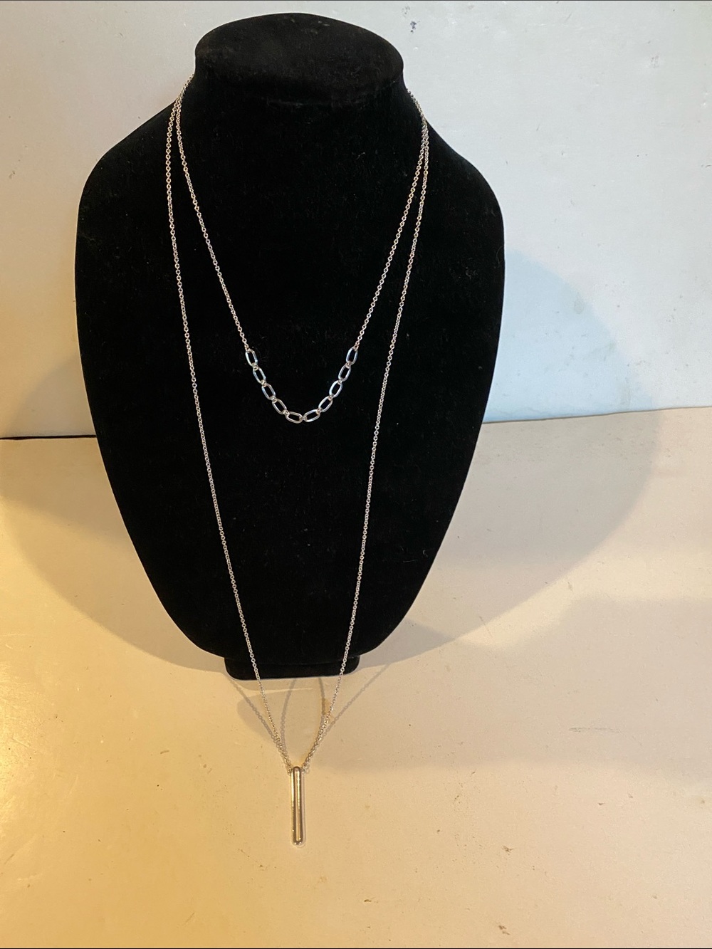 Nine West Multi-Layered Necklace on Long Delicate Silvertone Chain